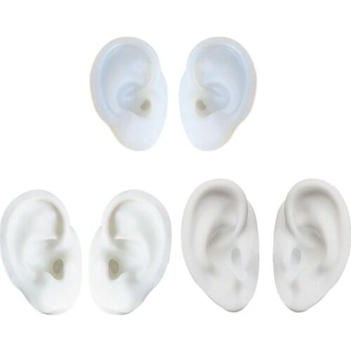 1 Pair Handmade Human Ear Model Resin Casting Mold Silicone Flexible Earmold Ear Displays Mould for Auncture Jewelry