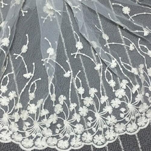 1Yards Beautiful High Quality White Lace Ribbon Tape 35CM Lace Trim DIY Embroidered For Sewing Decoration african lace fabric