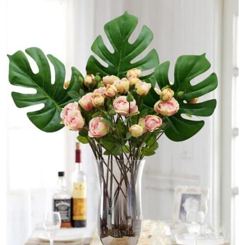 10pcs Palm Fern Turtle Leaf Fake Plant Artificial Leaves Plastic Silk Green Fashion Simulation Handmade Garden Real Touch Decor