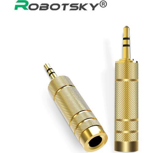 3.5mm Male to 6.5 mm Female Adapter 3.5 plug to 6.35 Jack Stereo Speaker Audio Adapter converter for Mobile Phone PC Notebook