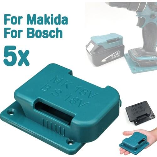 5Pcs ABS Battery Mounts for Bosch 14.4/18V battery and machine Storage Holder Shelf Rack Stand Slots Battery Blue/Black