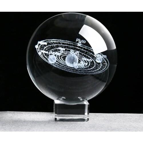 60mm 3D Solar System Crystal Ball Miniature Laser Engraved Planet Model Sphere Gift for Astrophile Home Decor Ornament