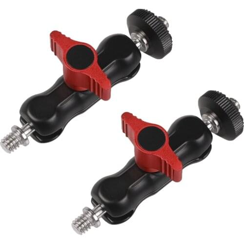 2PCS Arm Mount Adapter Friction Magic Arm with Multi-Function Double Ballhead 1/4" for Camera Cage Rig LCD Monitor LED Lights