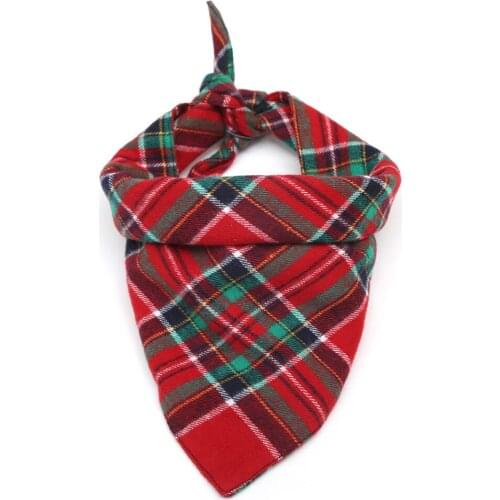 Pet Dog Bandana Small Large Dog Bibs Saliva Scarf Washable Cozy Cotton Plaid Printing Kerchief Bow Tie Pet Grooming Accessories