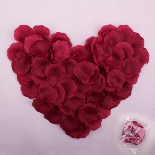 Free Shipping 500pcs/pack Wine Red Artificial Rose Petals Non-woven Fake Flower Wedding Decoration Proposal Birthday Hand Flower