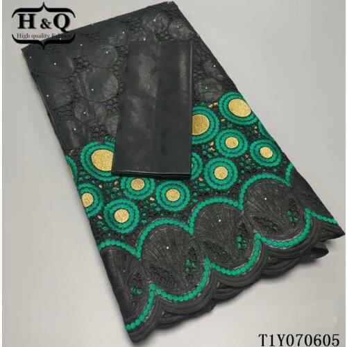 H&Q perfume african bazin fabric with brode green embroidery french bazin lace fabric with stone 2.5 yards+2.5 yards cord laces