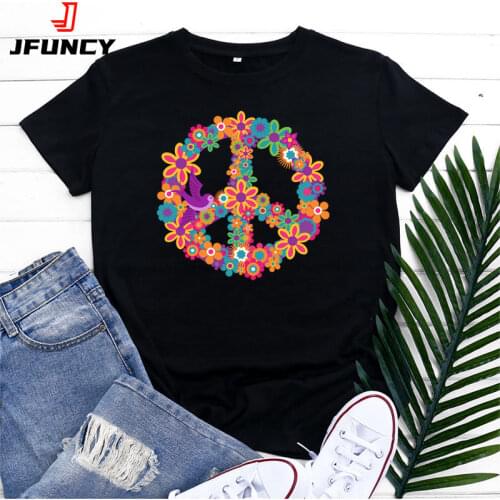 JFUNCY Plus Size S-5XL Summer Women Cotton T-shirt Creative Letter Print Graphic Tee Shirts Short Sleeve Female Tops Pink Tshirt