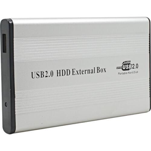 Aluminum Silver External USB 2.0 2.5 IDE Enclosure Container Hard Disk Driver HDD Box Apapter Up To 500GB 1TB 480mbps Optibaly