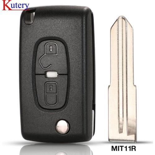Kutery FOR PEUGEOT 4007 ET 4008 For Citroen C-Crosser C4 Aircross 2 Button Fob Remote Key case flip remote key shell fob MIT-11R