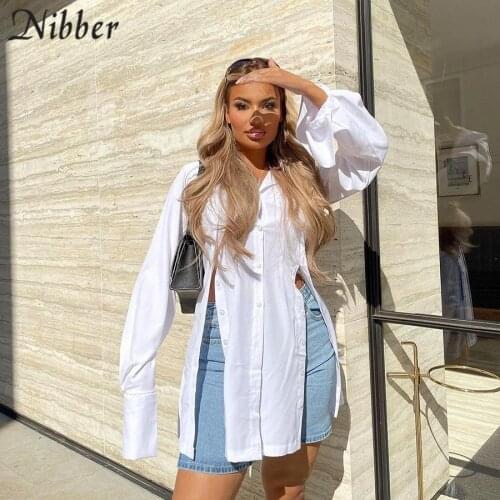 Nibber Summer New White Casual Dress With Polo Neckline Single-Breasted Design For Office Works Women Urban Beauties 2021