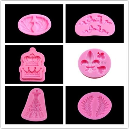 Leaves, crown flowers, crown skirts, plum shaped baking tools turn sugar cake silicone mold DIY Chocolate Mold WMJ-462