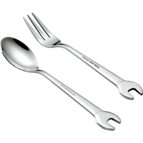 Shovel Wrench Shape Dessert Fork Dinner Set Stainless Steel Cutlery Tableware Set Kids Gift Dinnerware Set Kitchen Utensil