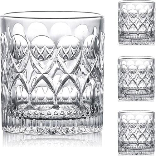 4PCS Fashion Whiskey Glasses, Scotch Whisky, Bourbon, Cocktails, RUM, Durable Whiskey Glasses Set of 4