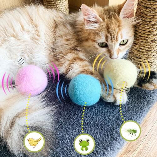 1 Pc EVA/Wool Pet Ball Cat Toys New Gravity Ball Smart Touch Sounding Toys Interactive Pet Toys Squeak Toys Ball Pet Supplies