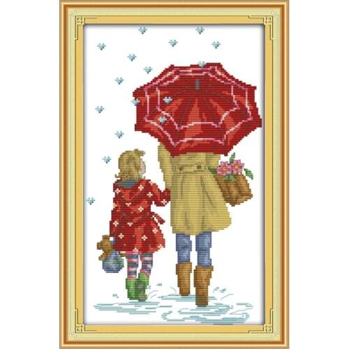 Mother and Daughter Pattern DIY Embroidery 14CT Cross Stitch Kits Needlework Craft Set Count Printed Canvas Cotton Thread Crafts