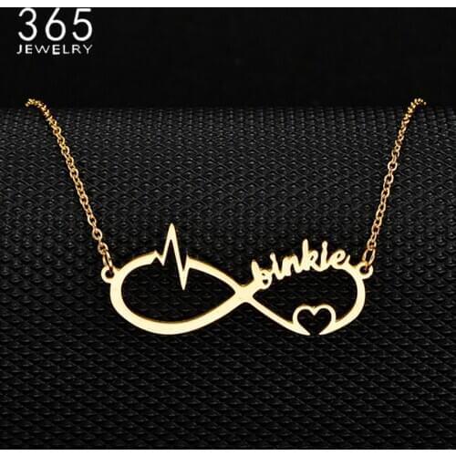 Personalized Delicate Custom Name Date Shape Infinity Necklace Women Silver Rose Gold Chain Nameplate Necklaces Christmas Gift