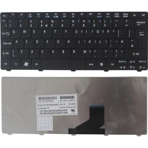 New UK keyboard for Acer Aspire One D255 D257 AOD257 D260 D270 521 532 532H 533 AO521 AO533 NAV50 UK laptop keyboard
