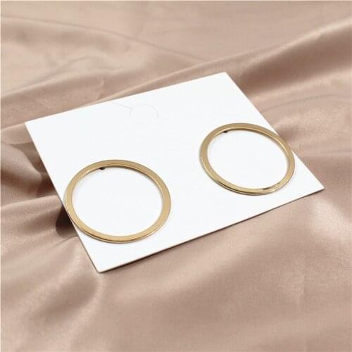 2020 New Fashion Gold Color Alloy Geometric Big Round Circle Stud Earrings Punk Jewelry Accessory Party Gift for Women