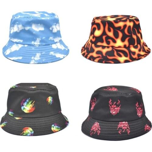 Hat Blue Cloud Printing Ventilate Unisex Print Cotton Packable Bucket Hat for Sport Summer Sunscreen Panama Hat