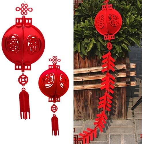Chinese Style DIY Manual Red Lantern Pendant Spring Festival Party Decoration