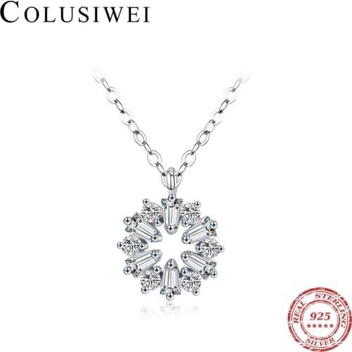 Colusiwei Dazzling Clear CZ Romantic Dandelion Shpae 100% 925 Sterling Silver Charm Pendant for Women Wedding Engagement Jewelry