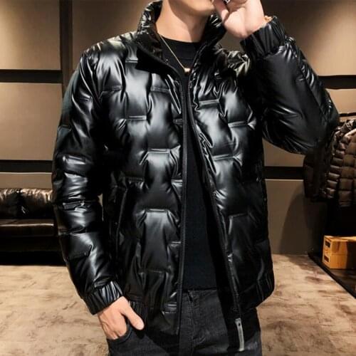 2021 Winter Men Down Jacket White Duck Down Thicken Warm Mens Down Coat Korean Style Stand Collar Fashion Outerwear Silver Color