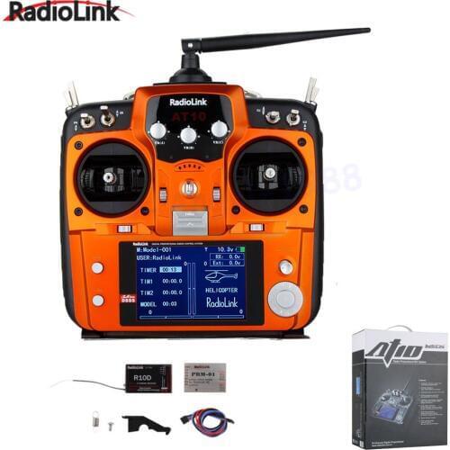 RadioLink AT10 II 2.4Ghz 10CH RC Transmitter with R12DS Receiver PRM-01 Voltage Return Module for RC Helicopter Quadcopter