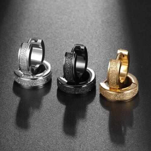 1Pcs New Fashion Personality Stainless Steel Frosted Ear Buckle Trendy Male Personality Earrings Punk Style Jewelry