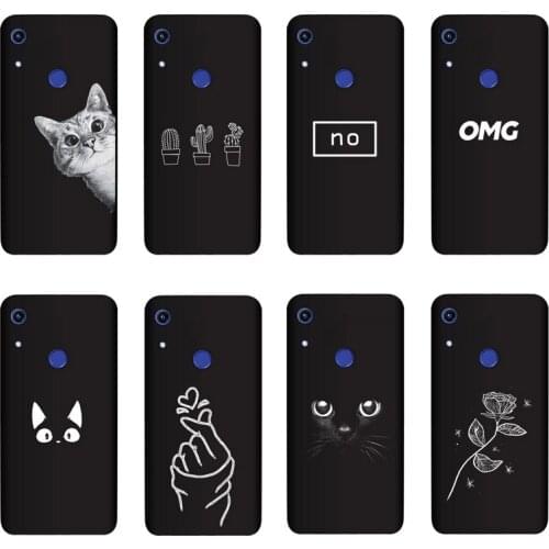 QAQsam Silicone Cover For Huawei 8A Pro Case Painting Flower Cat Moon Matte Phone Cases Funda