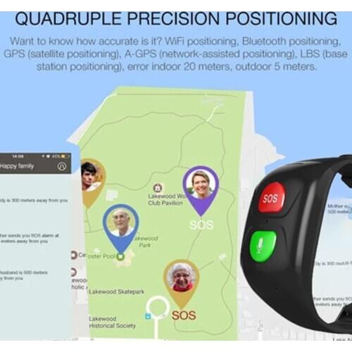 High quality old men watch heart rate blood pressure gps wifi watch emergency sos call IP67 waterproof smart GPS Watch tracker