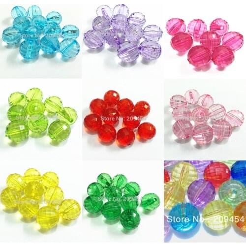 Choose Color/Size First) 6mm/8mm/10mm/12mm/14mm/16mm/18mm/20mm Clear Transparent Acrylic Faceted Beads