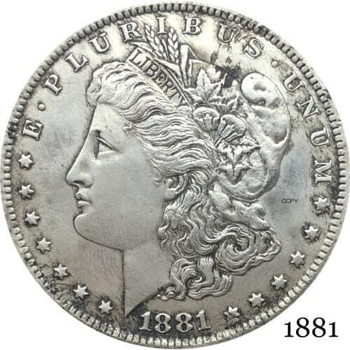 United States Of America 1881 Morgan One Dollar US Coin Liberty Cupronickel Silver Plated In God We Trust Copy Coin