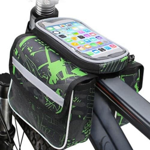 Bike Front Frame Bag Top Tube Double Pouch With Phone Holder Mountain Road Bicycle Bike Bags High Capacity Cycling Double Side