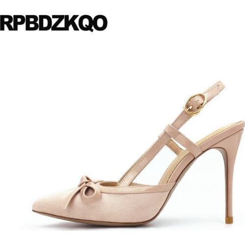 Pointed Toe Women Extreme Fashion Shoes Brand Pumps Evening Wine Red High Heels Super Closed Slingback Bow Nude Suede Scarpin