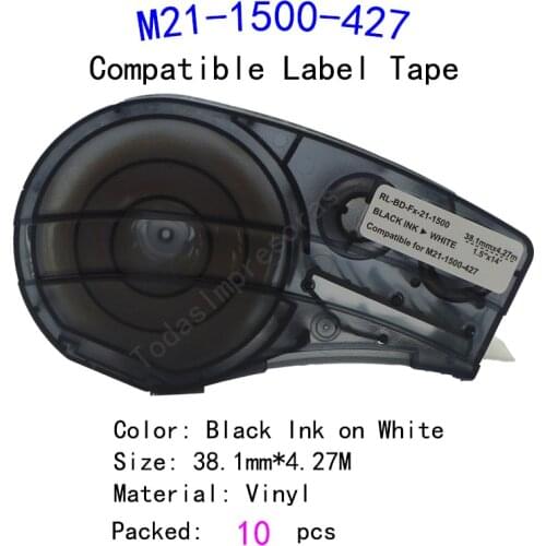 10 Pack Compatible M21-1500-427 Ribbon Labeling Tapes Black on White Film Work with Portable Printer BMP21-PLUS fita de etiqueta