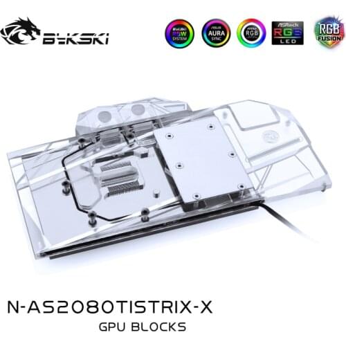 Bykski Water Block use for ASUS ROG STRIX-RTX2080TI-O11G-GAMING /Full Cover Copper Block/RGB Light/Compatible Original Backplate