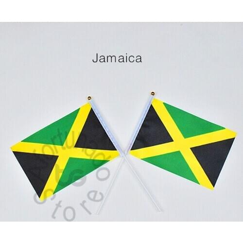 Jamaica flag Banner 14*21cm hand waving National flag Home Decoration flag banner