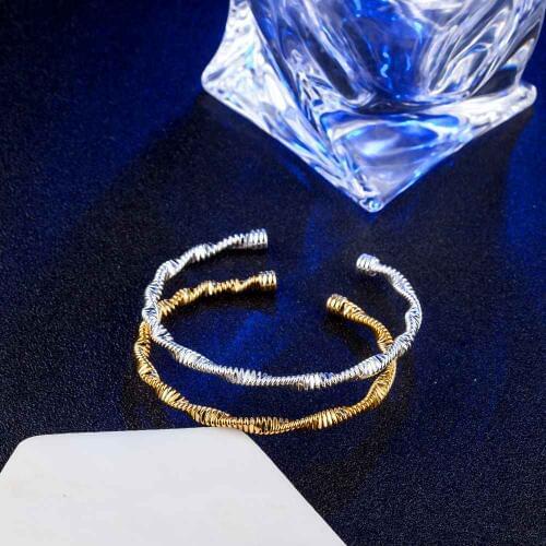 925 Sterling Silver/Gold Bracelets For Women Pretty Punk Style Two Color Party Fashion Female Bracelet Jewelry Gift
