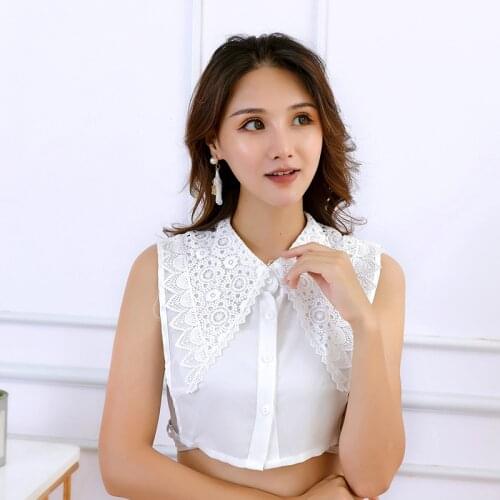 Women Lace White Fake Collar Detachable Doll Collar Women Vintage Lace Shirt Collar Blouse Top False Blouse Collar Half Shirt