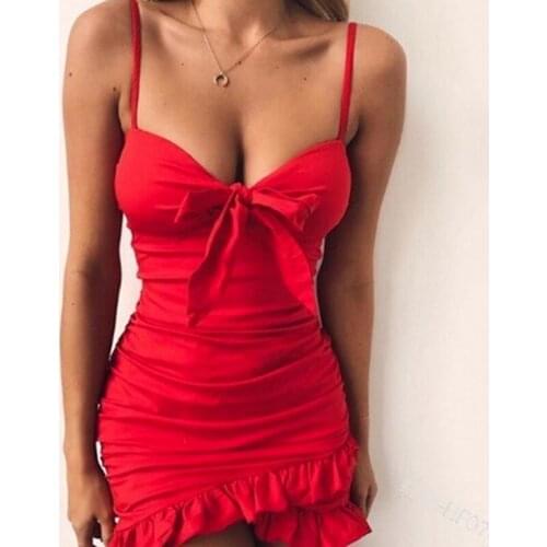 Ladies Wrap Dress Strapless Lace-up Front Ruffled Mini Dress Summer Suspenders Ladies Halter Pencil Skirt Halter Party Club