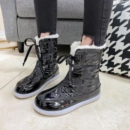 Winter Warm Plush Boots Women Mid Calf Boots for Woman Suede 2021 Flat Female Fashion Comfort Shoes Ladies Casual Footwear