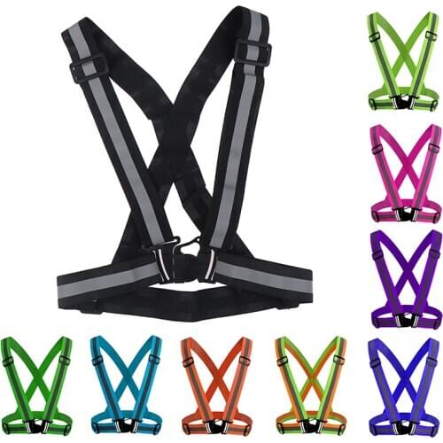 1pc Safety Adjustable Safety Reflective Visibility Striped Vest Jacket Highlight For Night Riding Cycling Sports