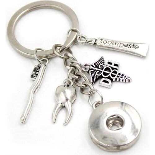 1PC New Arrival Dental Hygienist Key Chain Tooth Paste Tooth Brush Tooth Snap Key Ring Keychain Dentist Gifts for Men Women