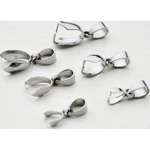 10pcs/lot 316L Stainless Steel Pinch Clip Bail Pendants Hooks 15mm 17mm 19mm Snap on Bail Connector Clasps DIY Jewelry Making