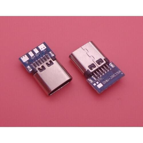 1pcs USB 3.1 Type C Connector 14 Pin Female Socket receptacle Through Holes PCB 180 Vertical Shield USB-C