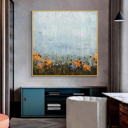 100% Hand Painted Oil Painting Abstract Beautiful Light Blue Painting Simplicity Canvas Wall Art Art For Modern Home Decoration