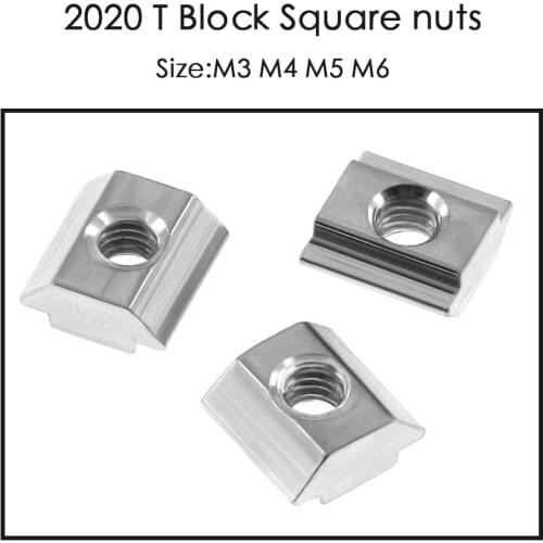 20pcs/lot 2020 M3 M4 M5 M6 T Block Square nuts T-Track Sliding Hammer Nut for Fastener Aluminum Profile
