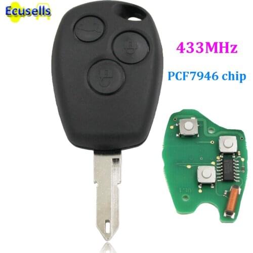 3 Buttons Remote Key FOB 433Mhz with ID46 PCF7946 chip for Kangoo Trafic Master