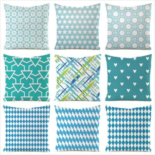 45cm*45cm Blue Trellis Design Inimitated Silk Fabric Throw Pillow Covers Couch Cushion Cover Home Decorative Pillows Pillow Case