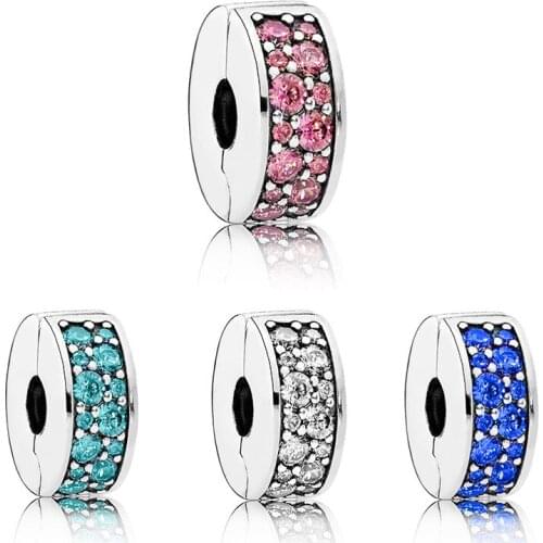 5PCS Plated Shining Shining Elegance Clip CZ Round Beads Charms Fit Handmade Charm Bracelets Making For Women DIY Jewelry Making
